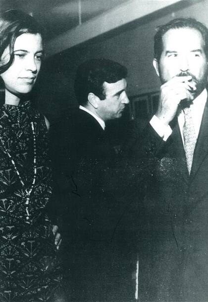 Susan Sontag, Jean-Claude Carrière y Carlos Fuentes, en el Festival de Venecia, en 1967