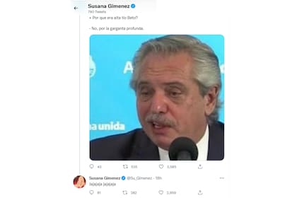 Susana Giménez compartió un tuit con un meme de Alberto Fernández