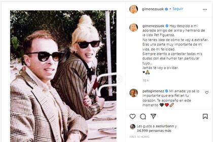 Susana Giménez también expresó su dolor por el fallecimiento de "Pet" FIgueroa