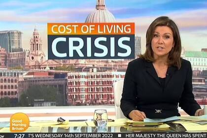 Susanna Reid quedó sola en la conducción de Good Morning Britain luego de que su coequiper, Martin Lewis, abandonara el estudio en pleno aire