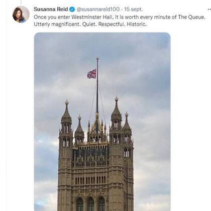 Sussana Reid estuvo en la fila para el ingreso a Westminster Hall 7 horas y 20 minutos, pero que todo valió la pena