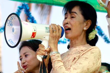 Aung San Suu Kyi, durante su campaña de 2012