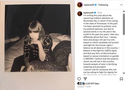 Swift sostuvo que Blackburn votó en contra de un proyecto de igualdad salarial para las mujeres