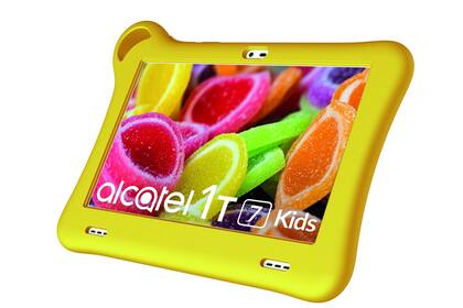 Tablet infantil. La Alcatel Smart Kids es una tablet diseñada para resultar atractiva a los más chicos y a la vez resistir golpes y sacudidas. Tiene pantalla de 7”, 1 GB de memoria RAM e incluye el protector y el soporte trasero para ver videos ($19.999)