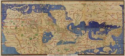 Tabula Rogeriana, dibujada por Al-Idrisi para Roger II en 1154.