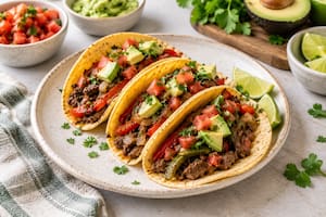 Tacos de carne y vegetales