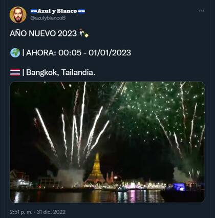 Tailandia recibió el año nuevo (Foto: Captura Twitter/@azulyblancob)