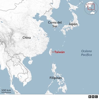 Taiwán está ubicado al este de China