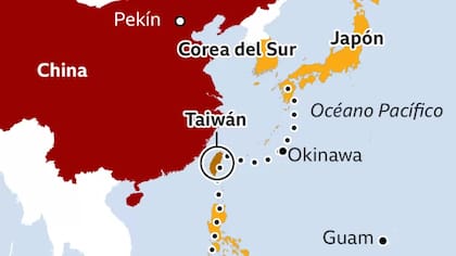 Taiwán forma parte de la "primera cadena de islas" formada por aliados de EE.UU. en Asia Oriental y el Pacífico, y que China ve como una amenaza