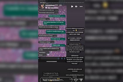 Tamara Baez expuso una charla privada con el cantante (Foto Instagram @tamarabaez777)