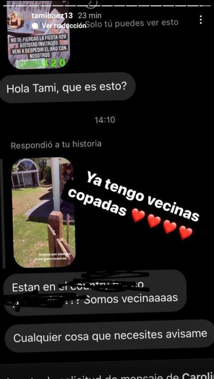 Tamara Báez fue recibida de una manera amable por una vecina del barrio