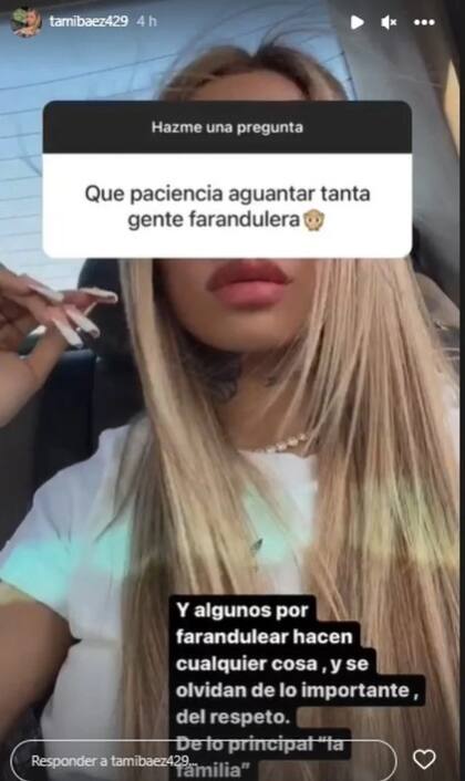 Tamara Báez interactuó con sus seguidores de Instagram y habló de su separación con L-Gante