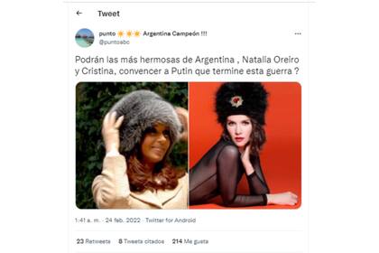 También compararon a Natalia Oreiro con Cristinta Kirchner