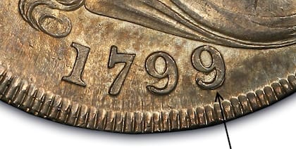 También cuenta con un error de acuñación denominado "sobrefecha" que se puede observar en la fecha de acuñación en el anverso, donde la marca ligera del número "8" se puede ver por debajo del "9"