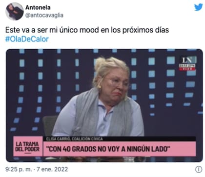 También utilizaron una frase que dijo Lilita Carrió en LN para hacer referencia a las altas temperaturas