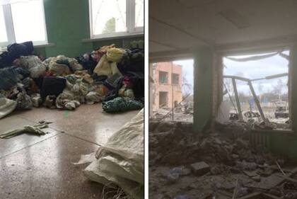 Tania tomó estas dos fotos de antes (izq.) y después (der.) del ataque contra la escuela número 21.