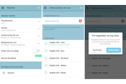 Tanto en Android como en el iPhone, la herramienta para grabar la voz propia en el teléfono se activa desde la configuración de Waze