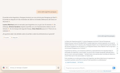 Tanto Microsoft Copilot como Meta AI pueden hacer búsquedas web relacionadas con temas de actualidad