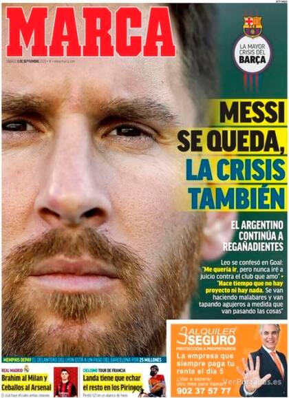 La portada del madrileño Marca, contundente.