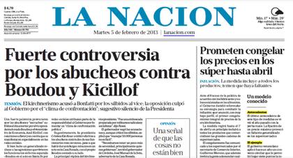 Tapa de La Nación en 2013
