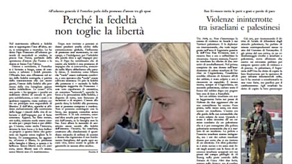 Tapa del diario El Observador Romano con la imagen de Eugenia Tobal y el papa Francisco (Fuente: Archivo - LN)