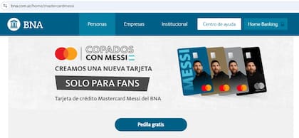Tarjeta de crédito Mastercard Messi del Banco Nación