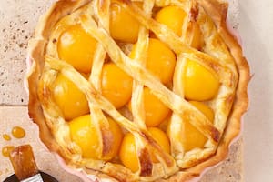 Tarta de duraznos glaseados