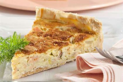 Tarta de trucha y puerros