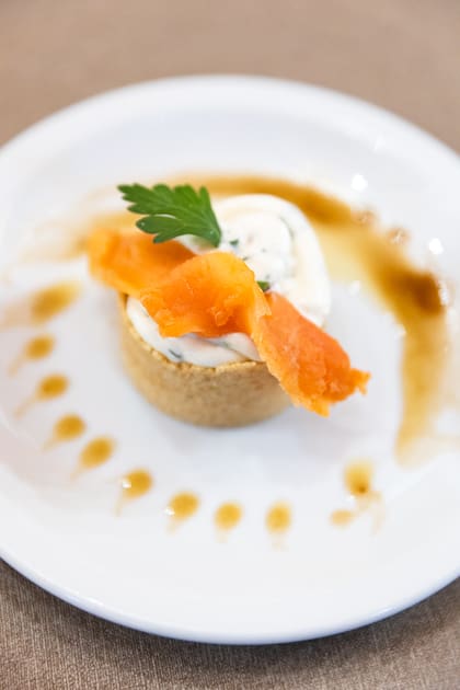 Tarteleta de salmón.