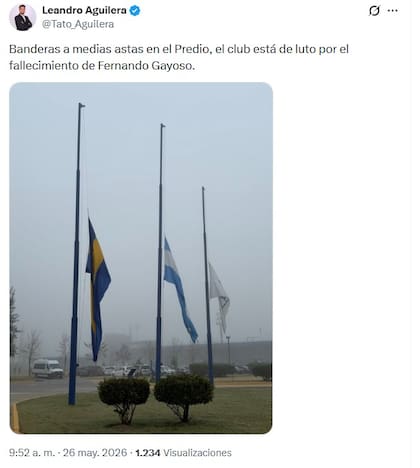 Tato Aguilera comunicó una decisión institucional de Boca por la muerte de Gayoso