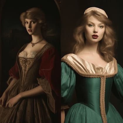 Taylor Swift como pintura de Leonardo da Vinci según la Inteligencia Artificial