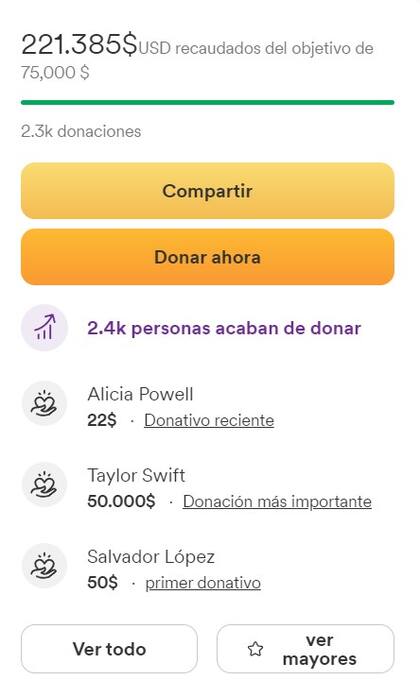 Taylor Swift donó una cantidad de dinero para ayudar a la familia de Lisa López Galvan, fallecida tras el tiroteo en Kansas City