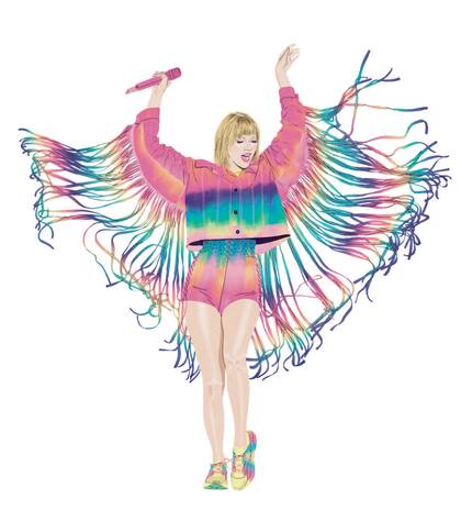 Taylor Swift, ilustrada por Azul Portillo en su era Lover para el libro de Penguin Random House