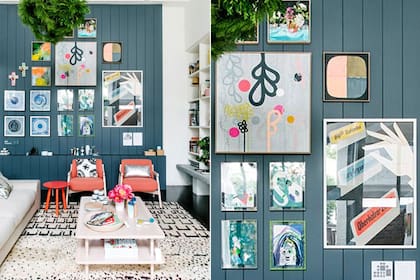 ¿Te aburriste del machimbre pintado de blanco? Mirá cómo se logró vestir este living con el tono intenso en la pared. Para completar la ambientación, cuadros y láminas que resaltan aún más el área