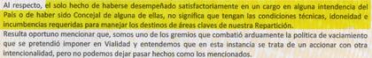 Los ingenieros de Vialidad sostienen en la carta documento enviada el 5 de febrero pasado a Katopodis que el hecho de haber desempeñado cargos públicos no garantiza condiciones técnicas.