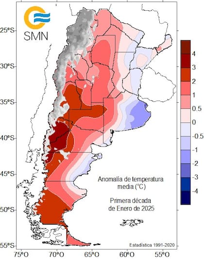 Temperatura media en la primera semana de enero