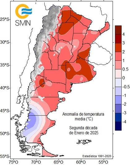 Temperatura media en la segunda semana de enero