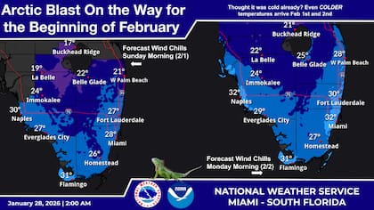 Temperaturas proyectadas para el fin de semana en el sur de Florida