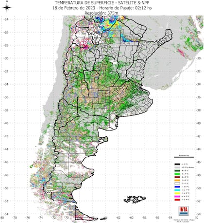 Temperaturas registadas según INTA