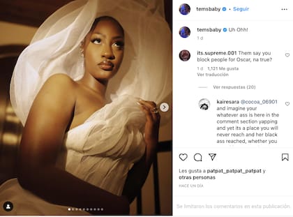 Tems compartió su look en su cuenta de Instagram
