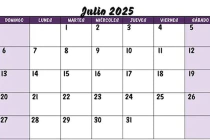 Tener impreso el calendario de julio 2025 es una excelente opción para recodar fechas y tareas