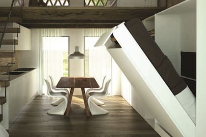 Tener muebles en compartimentos ocultos es una opción que se vuelve a usar con diseños muy creativos