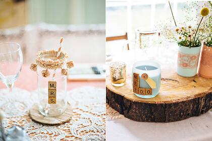 ¿Tenés un antiguo Scrabble y no lo usás más? Reutilizá sus piezas para decorar vasos y frascos; son prácticas para ambientar una mesa diferente