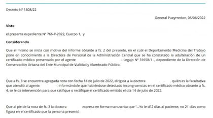Tenía un certificado médico por 2 días y le agregó un 1 para tener 21: lo descubrieron (Foto: Gentileza 0223.com.ar)