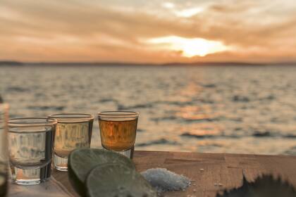 Tequila, lima y sal para disfrutar del atardecer mexicano