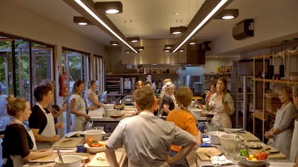 Teresa Rucci en uno de sus exitosos talleres de cocina.