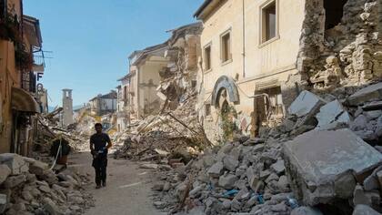 Una de las calles de la destruida Amatrice