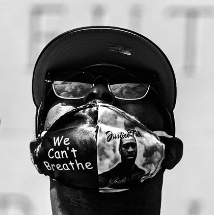 Terrence Floyd en el homenaje a su hermano en Nueva York en junio