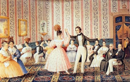 Tertulia, por Pellegrini (durante la estadía de los invasores, muchos locales organizaban estas fiestas alas que invitaban a muchos oficiales ingleses)