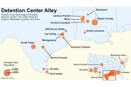 Texas alberga ocho de los 20 centros de detención con más inmigrantes arrestados en Estados Unidos